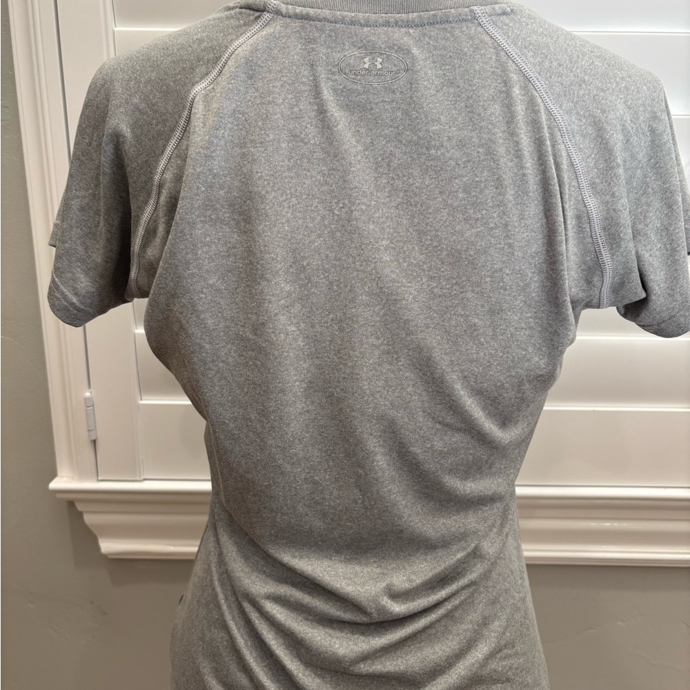 Under Armour Women's Heather Gray V-Neck Tee - Picture 3 of 4
